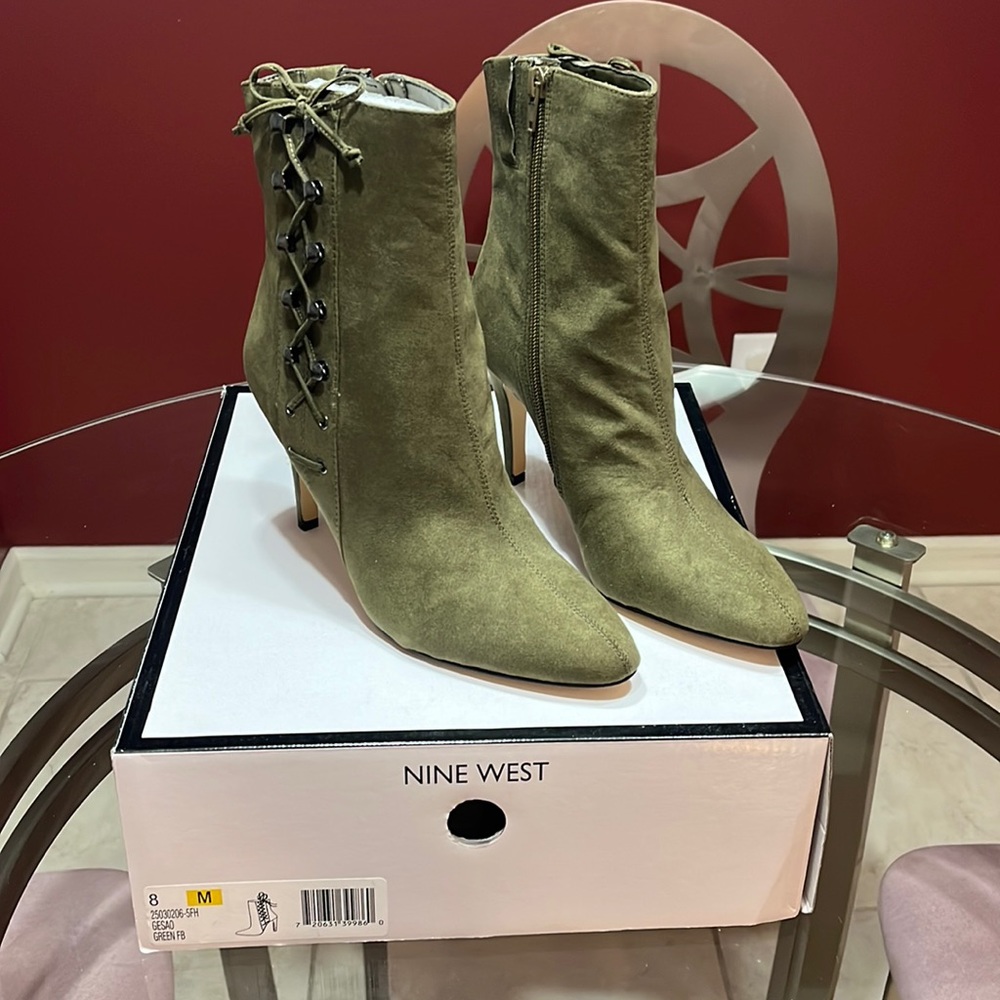 Olive green ankle boots